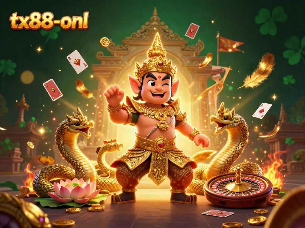 Experience the thrill of gaming at tx88-onl with vibrant characters, golden coins, and dynamic game elements.