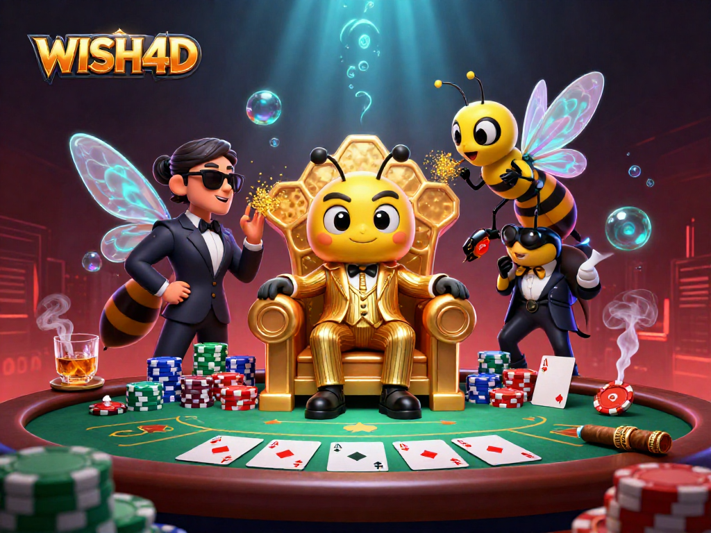 Experience thrilling poker action in the captivating WISH4D world with a bumblebee mob boss.