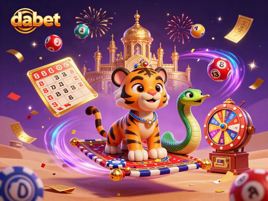 Experience the vibrant energy of dabet with a festive 3D casino scene featuring colorful elements and characters.