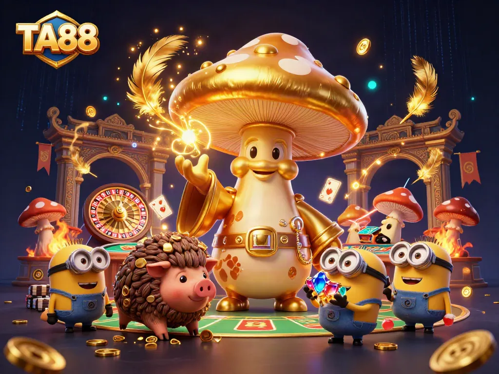 Engage with TA88's vibrant casino scene filled with gold coins and magical treasures.