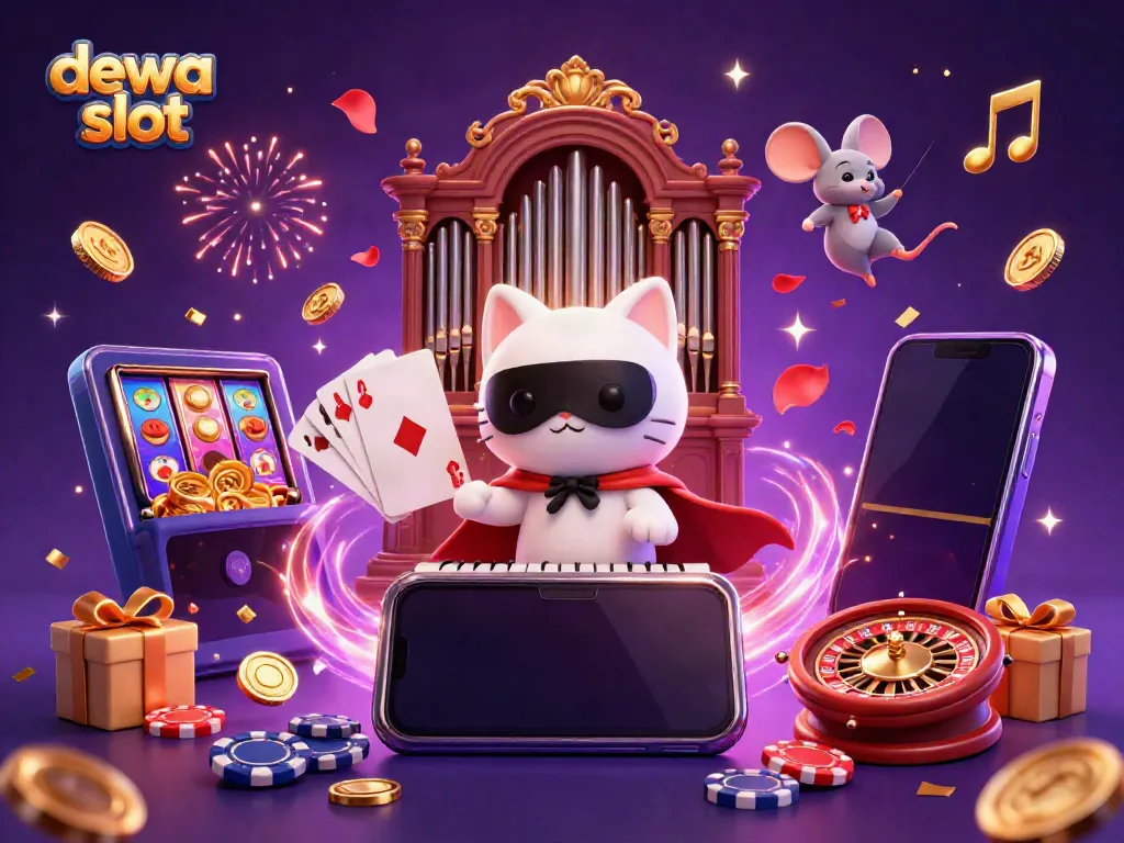 Dazzle in the dewa slot universe featuring magical characters, slot games, and festive elements.