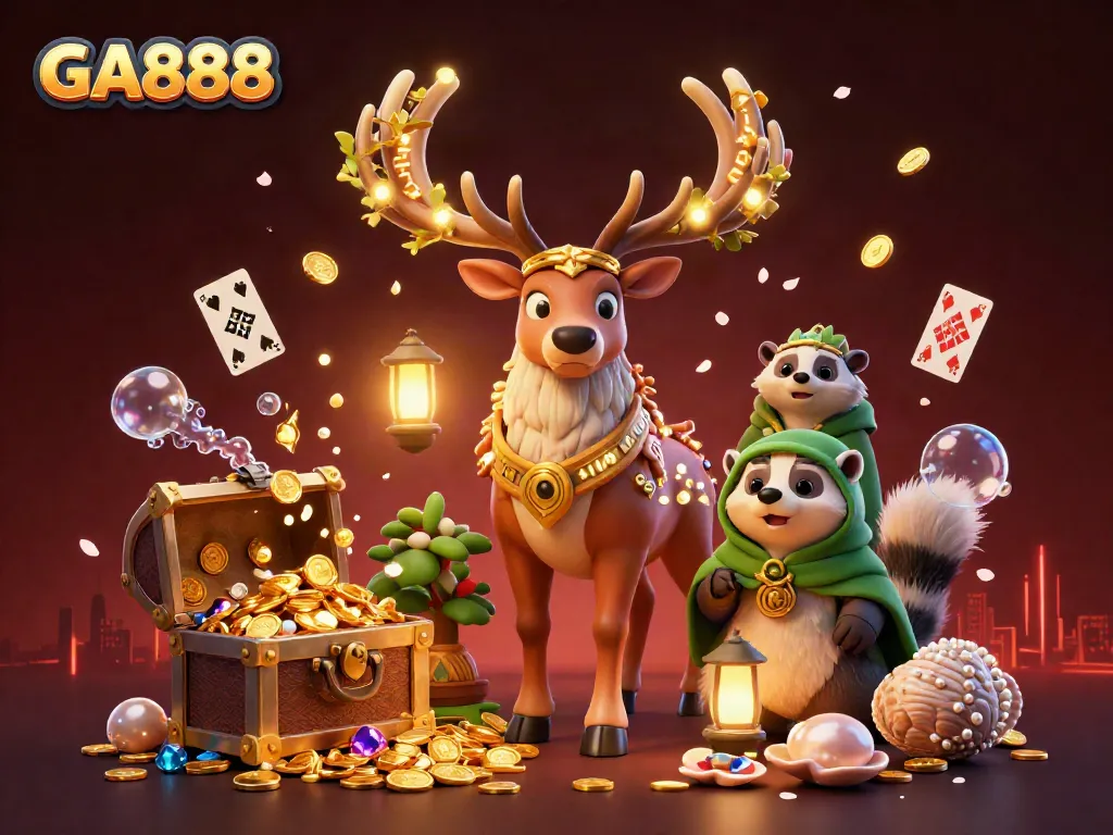Experience thrilling gaming at GA888 with a majestic druid stag and enchanted elements.
