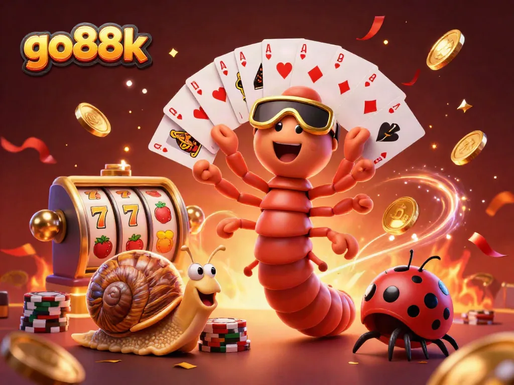 Engage with go88k's vibrant 3D casino scene featuring dynamic characters and thrilling gaming elements.
