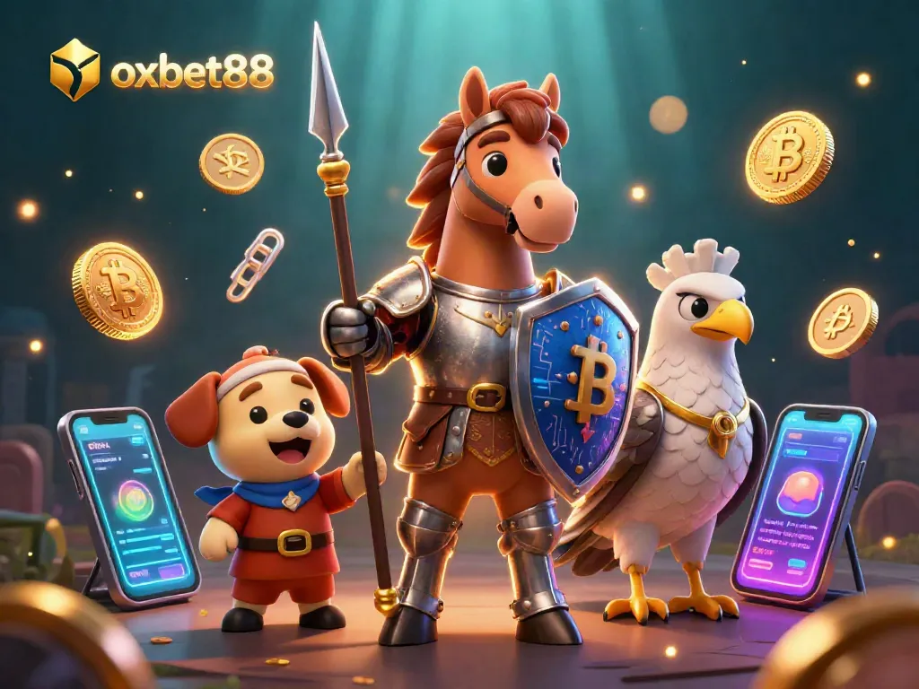 Engage in thrilling gameplay at oxbet88, surrounded by vibrant casino elements and playful characters.