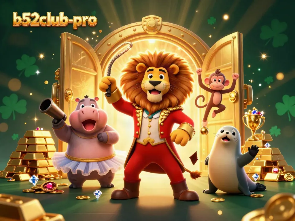 Experience thrilling moments at b52club-pro with a captivating circus theme featuring lively characters and dazzling treasures.