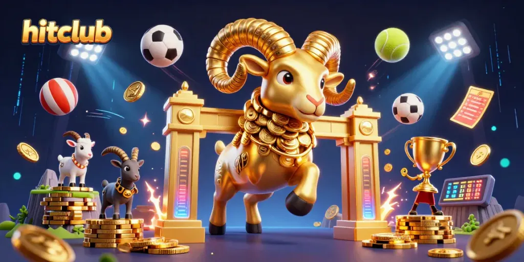 Join the excitement at hitclub with animated sports elements celebrating a thrilling online gambling experience.