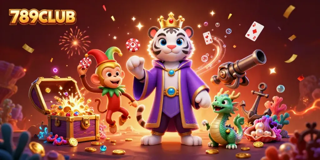 Engage in thrilling gameplay adventures with 789CLUB's vibrant 3D characters and casino elements.