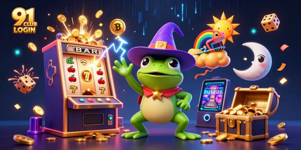 Experience the excitement of 91 CLUB LOGIN with vibrant characters and dynamic casino elements.