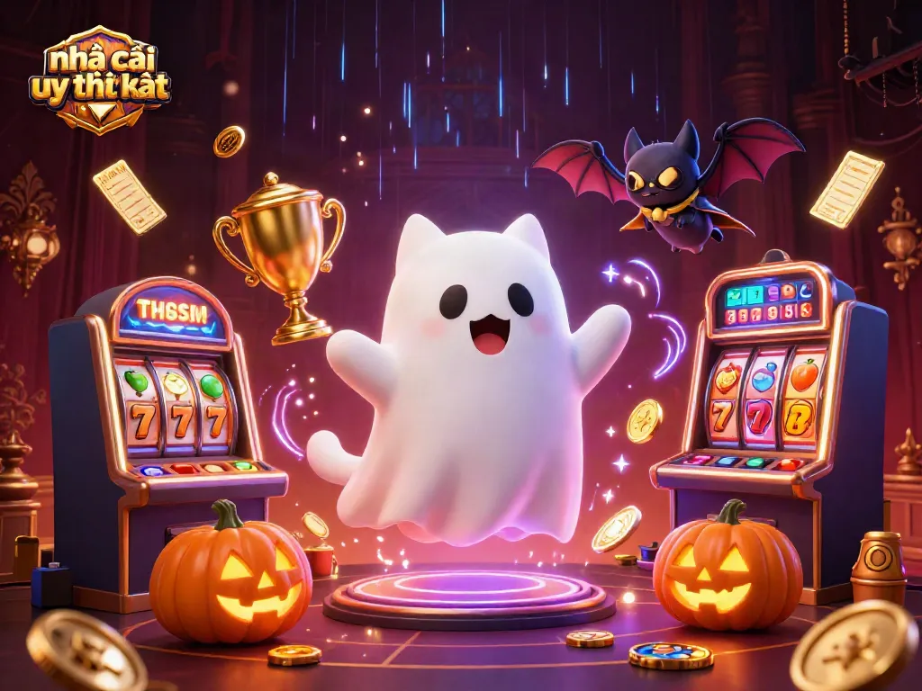 Engage with the nhà cái uy tín nhất experience featuring a friendly ghost cat in a haunted casino scene.