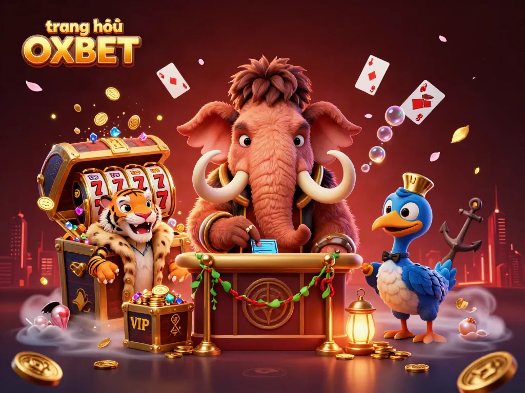 Experience the fun of trang chủ OXBET with vibrant characters and dynamic gambling elements surrounding them.
